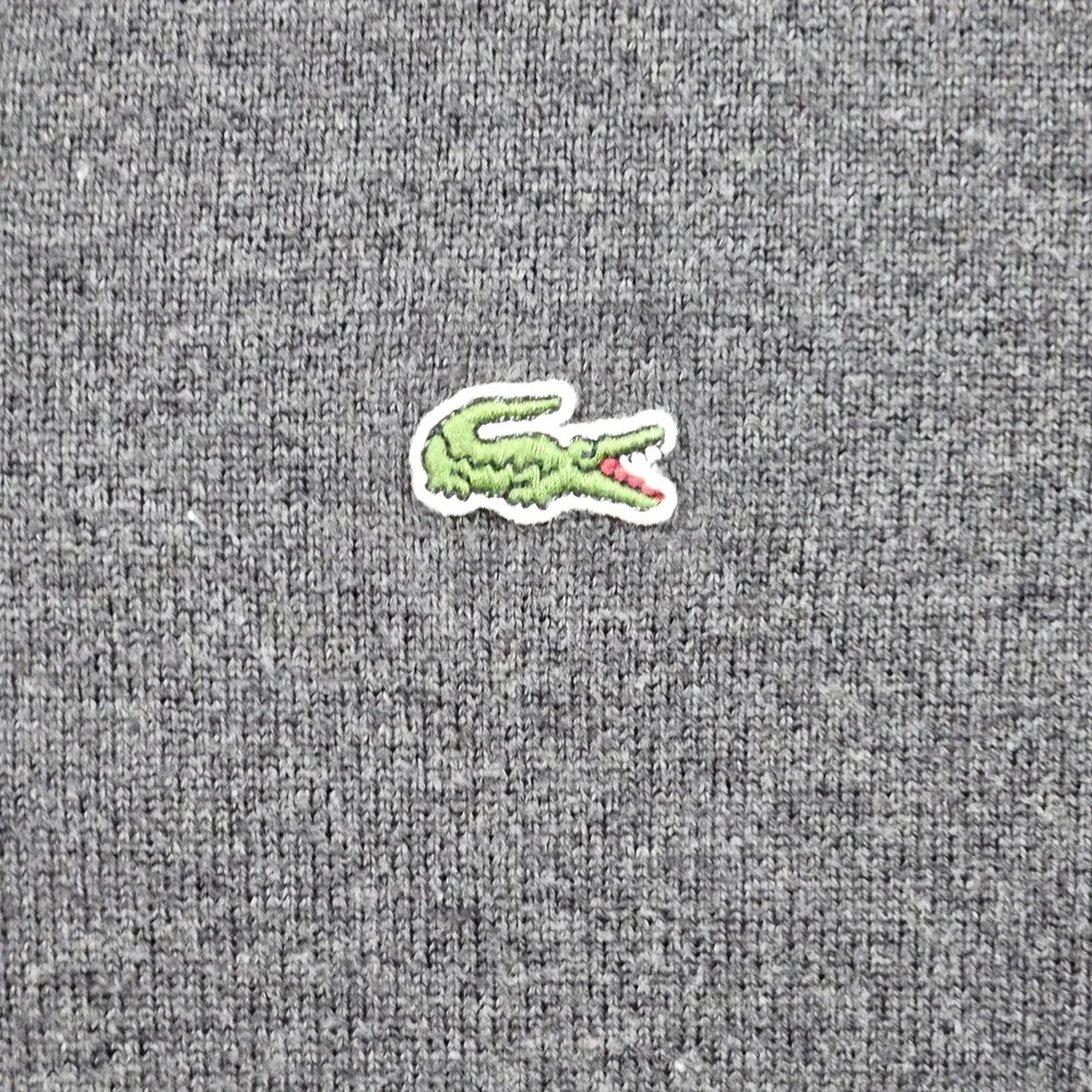 Lacoste Sweater Mens 8 (US 3XL) Gray V-Neck 100% Cotton Preppy‎ Quiet Luxury